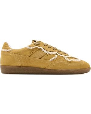 Alohas Lace-Trimmed Suede Sneakers - Yellow