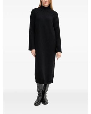 Barbour Ribbed-Knit High-Neck Midi Dress - Black