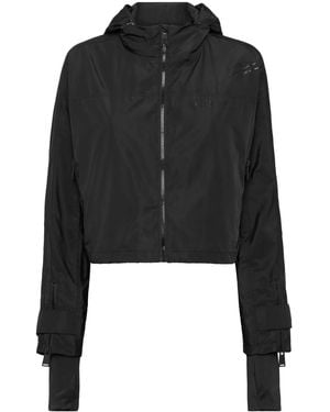 Philipp Plein Scratch-Print Hooded Jacket - Black