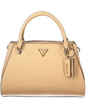 Guess Noelle Saffiano-Effect Logo-Plaque Tote Bag - Natural