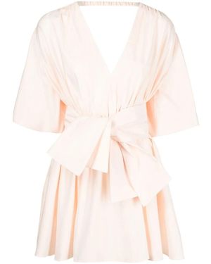 Acler Knotted-Waistband Detail Mini Dress - Natural