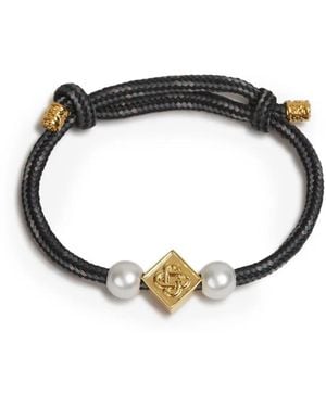 CASABLANCA Bracelet À Ornements De Perles Et Plaque Logo - Black