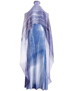 Silvia Tcherassi Serenela Moiré-Effect Sequinned Maxi Dress - Blue