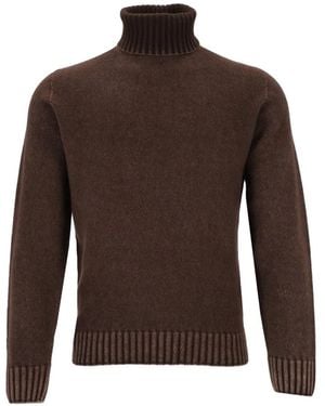 Al Duca d'Aosta Roll-Neck Ribbed-Trim Jumper - Brown