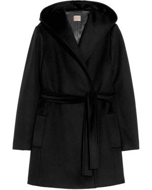 Pennyblack Hooded Belted Coat - Black