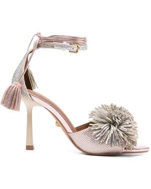 Kurt Geiger Pom-Pom Leather Sandals - White