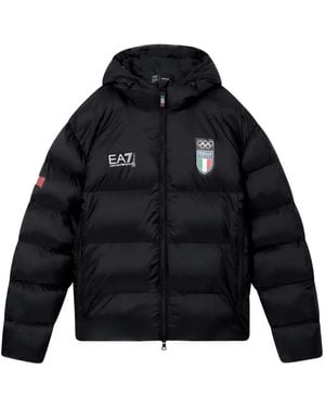 EA7 Logo-Detail Padded Jacket - Black