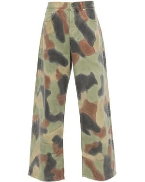 Palm Angels Mid-Rise Loose-Fit Jeans - Green