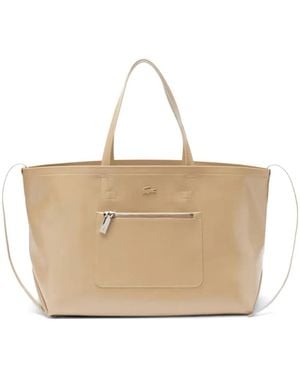 Lacoste Large Lite Glossy Tote Bag - Natural