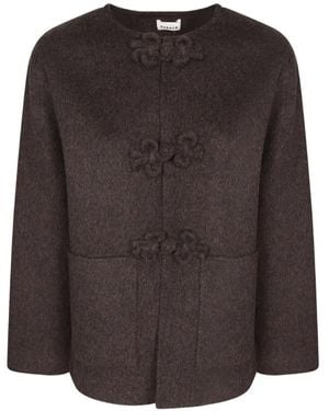 P.A.R.O.S.H. Manteau Sans Col À Effet Brossé - Brown
