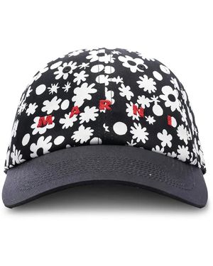 Marni Baseballkappe mit Blumen-Print - Schwarz