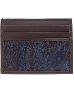 Etro Paisley-Pattern Leather Cardholder - Blue
