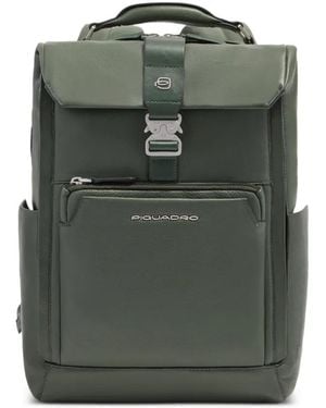 Piquadro Buckle-Fastening Leather Backpack - Green