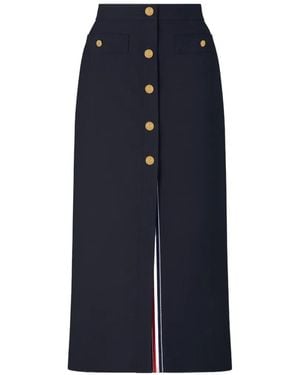 Thom Browne Button-Detail Midi Skirt - Blue