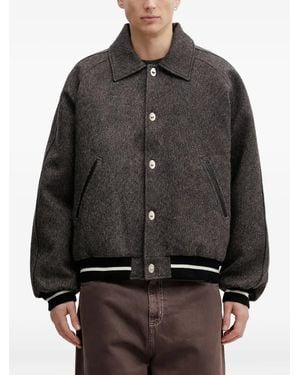 Wales Bonner Buttoned Herringbone-Pattern Bomber Jacket - Grey