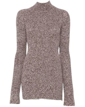 Sportmax Ribbed-Knit Zip-Fastening Sweater - Brown