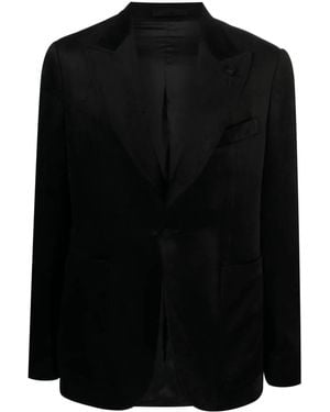 Lardini Brooch-Detail Single-Breasted Blazer - Black