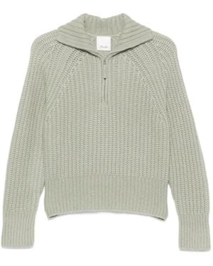 Allude Gerippter Cardigan Mit Reißverschluss - Grün