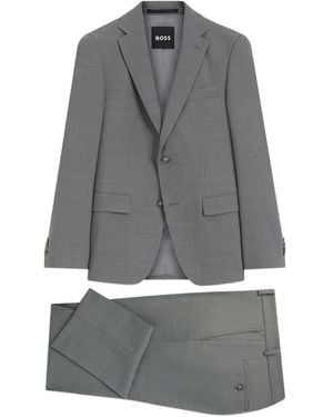 BOSS Single-Breasted Notched-Lapel Suit - Grey