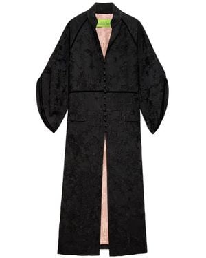 Shanghai Tang Floral Buttoned Coat - Black