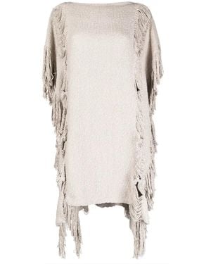 Voz Fringed Poncho-Style Sweater - Natural