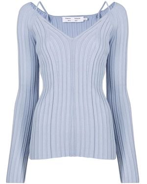 Proenza Schouler V-neck Ribbed-knit Top - Blue
