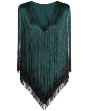 Gemy Maalouf Fringe-Trim V-Neck Top - Green