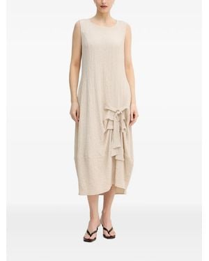 Joseph Ribkoff Crinkle-Effect Ruffled Midi Dress - Natural