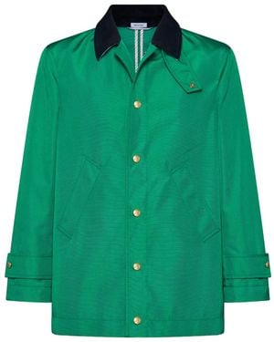 Thom Browne Corduroy-Collar Overcoat - Verde