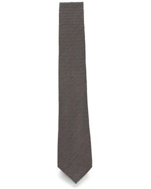 Canali Geometric-Pattern Silk-Blend Tie - White