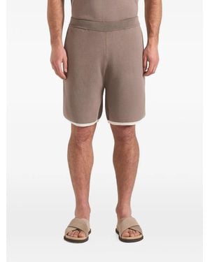 Manière De Voir Regis Contrast-Detail Knit Shorts - Natural