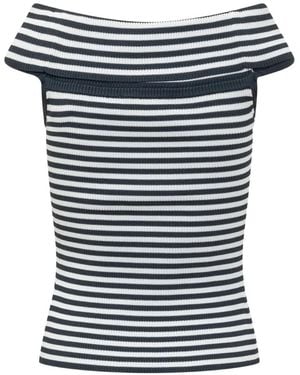 MICHAEL Michael Kors Striped Foldover Top - Blue