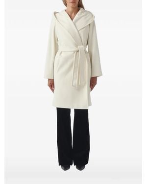 Max Mara New Mang Hooded Belted Coat - White