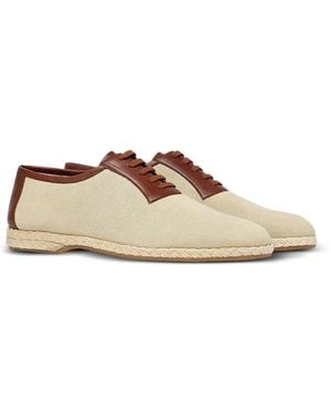 Ferragamo Bosco Canvas Oxford Shoes - Natural