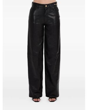 Amiri Chain-Embellished Leather Trousers - Black