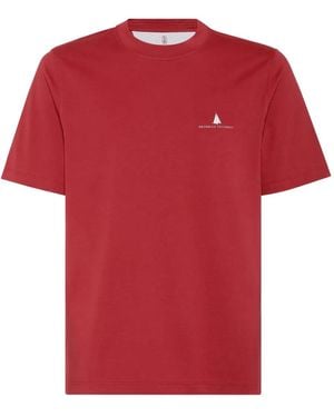Brunello Cucinelli コットン Tシャツ - レッド