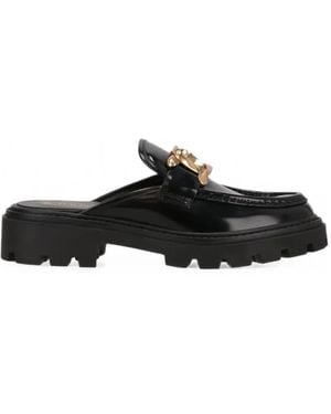 Tod's Chain-Link Leather Mules - Black