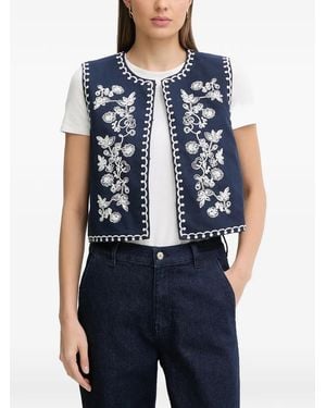 INTROPIA Chaleco Con Bordado Floral - Azul