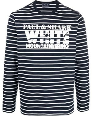 Paul & Shark Gestreiftes T-Shirt Mit Logo-Print - Blau