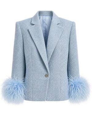 Bronx and Banco Feather-Trim Tweed Jacket - Blue