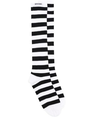 Moschino Knee-Length Striped Socks - White