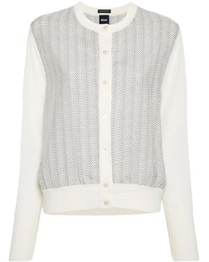 BOSS Knitted-Edge Panelled Jacket - White