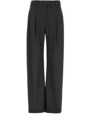 Brunello Cucinelli Pleated Wool Pants - Black