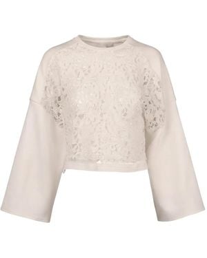Valentino Garavani Lace-Panel Sweatshirt - Natural