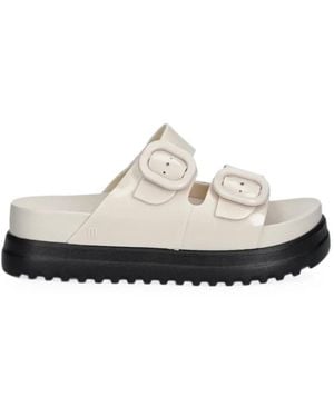 Melissa Buckle-Fastening Platform Slides - White