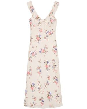 Reformation Teleia Floral-Print Ruffled Midi Dress - White
