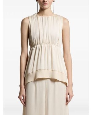 Peserico Ruffled Sleeveless Top - Natural