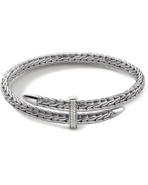 John Hardy Sterling Spear Flex Diamond Cuff Bracelet - White