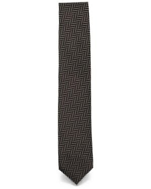 Tom Ford Herringbone-Pattern Silk Tie - White