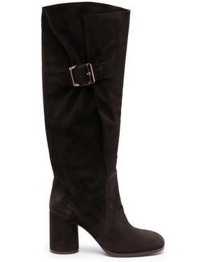 Casadei Cleo Kate 85Mm Suede Boots - Black